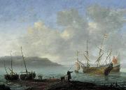 Reinier Nooms Ships in a bay. oil on canvas